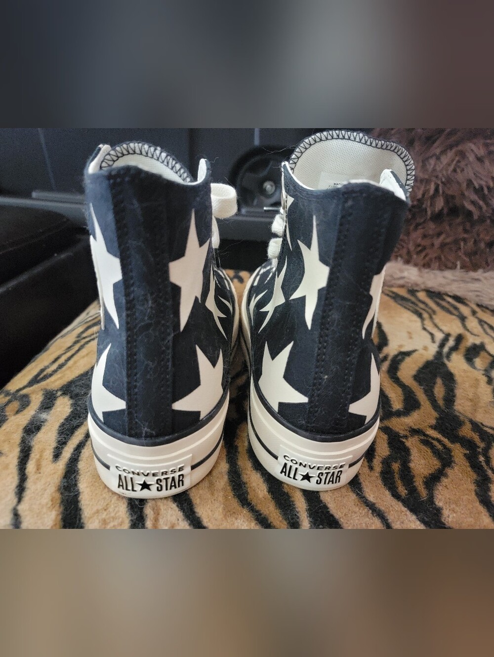 Converse Women’s Black and White Star High-Top Platform Sneakers sz 8.5 - Picture 7 of 8